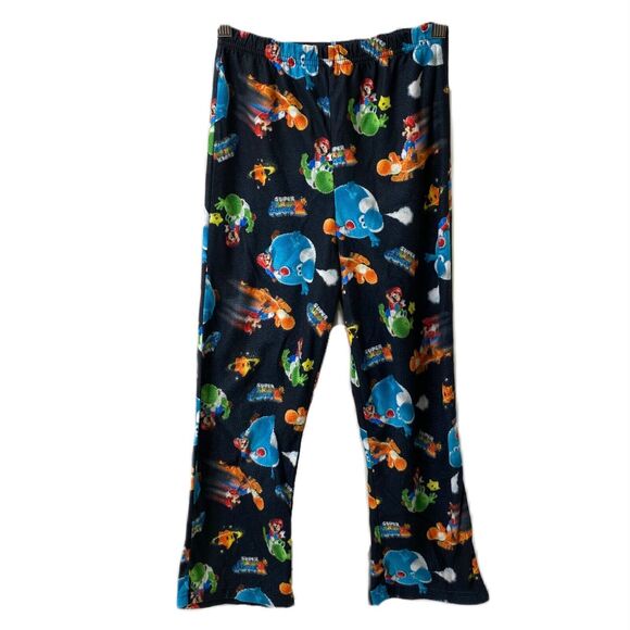 Boys Medium Mario Pajama Pants Nintendo Multicolor Black Straight Leg - Picture 1 of 9